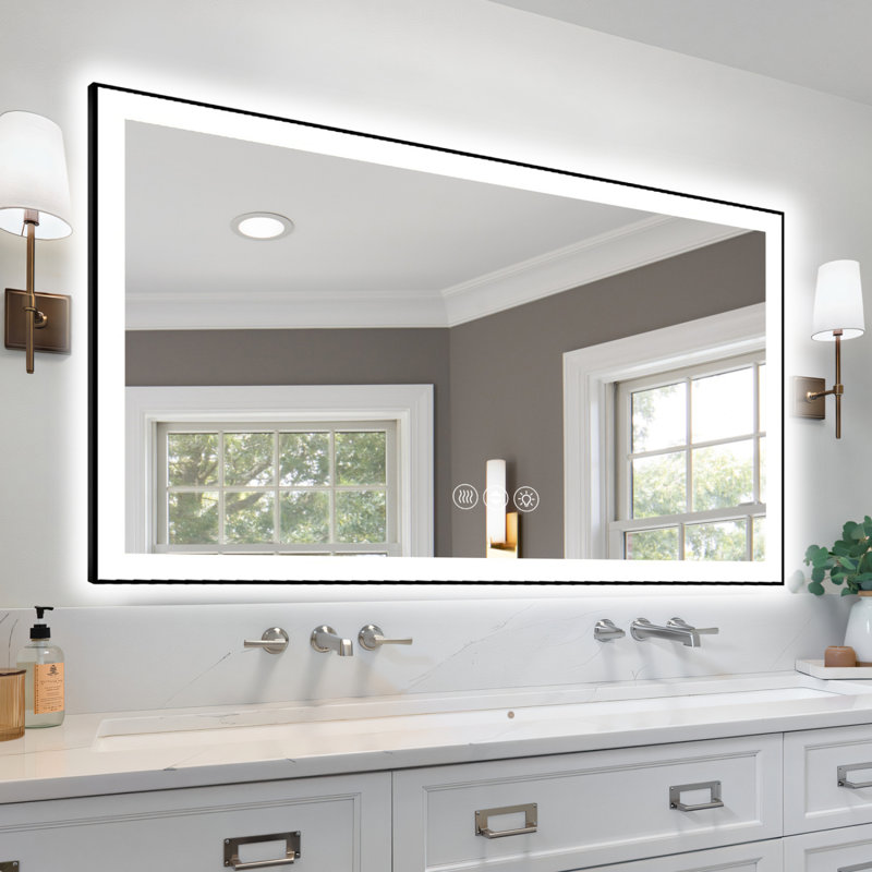 Miroir de salle de bain 55 "à DEL sans cadre 55", miroir intelligent, 30,03 po x 55,03 po