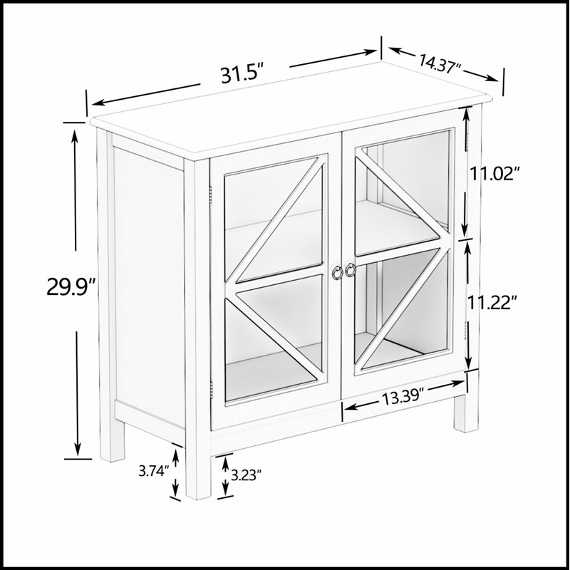 Kitchen cabinet with double glass doors