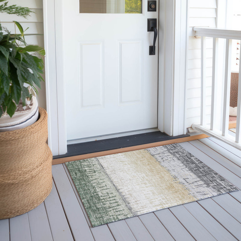 Machine Washable Indoor/Outdoor Chantille ACN2752 Striped Rug, Basil, 2'6" x 3'10"