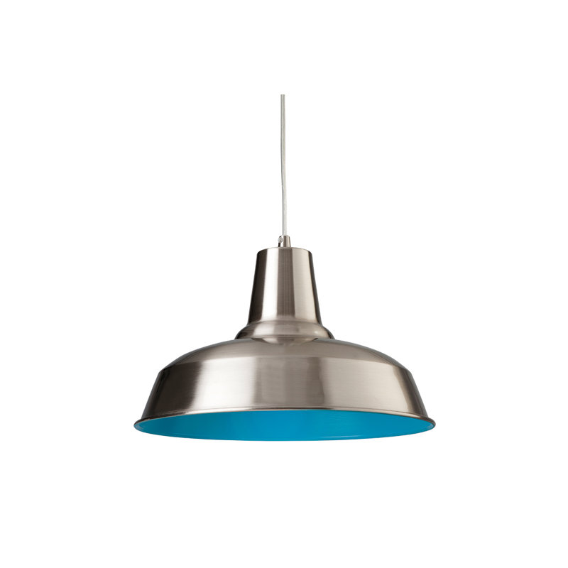 Smart 1 - Light Brushed Nickel Dome Pendant, Brushed Steel / Blue