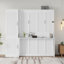 Grand lit escamotable en bois avec bureau et garde-robe, lit mural peu encombrant avec vérins à gaz et station de charge, blanc