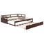 Lit de jour extensible avec lit gigogne escamotable, lit de rangement simple et très grand en bois, espresso