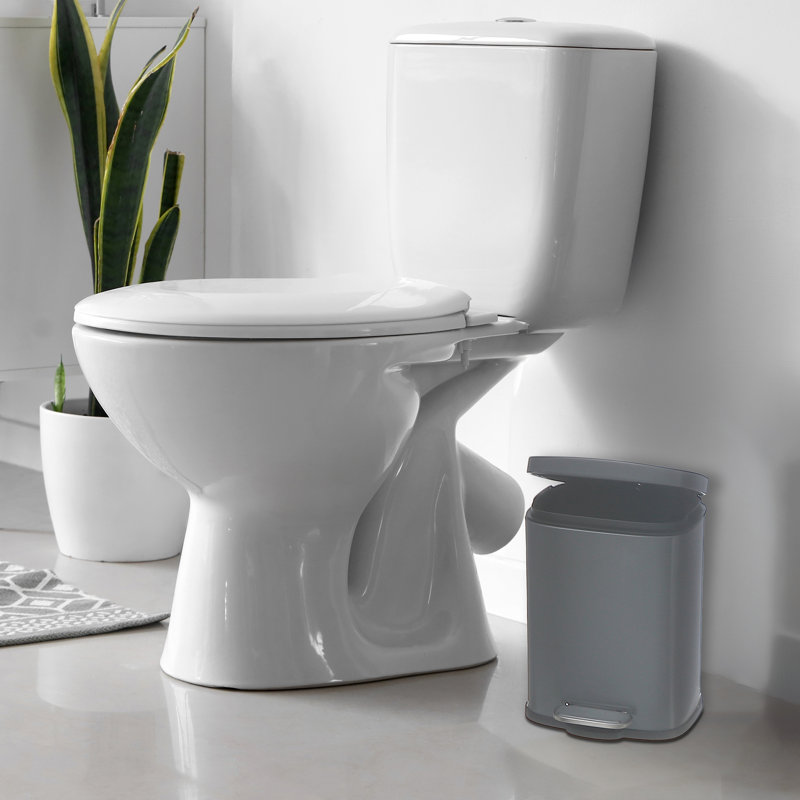 Poubelle rectangulaire en métal 3L, Gris foncé