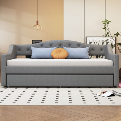 Upholstered Daybed With LED and Trundle by Ivy Bronx