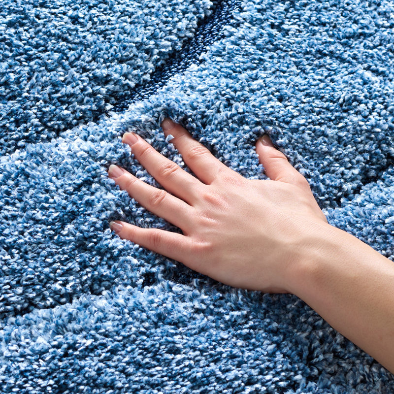 Ashal Abstract Blue Area Rug, Rectangle 4' x 6'