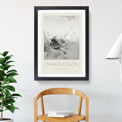 Three Pigeons by Ohara Koson - Picture Frame Painting