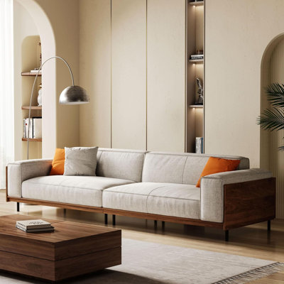 Modern 4-Seater Sofa for Living Room, Grey Modular Sectional, Oversized Cloud Couch with Solid Wood Frame and Removable Washable Fabric Covers, 284cm