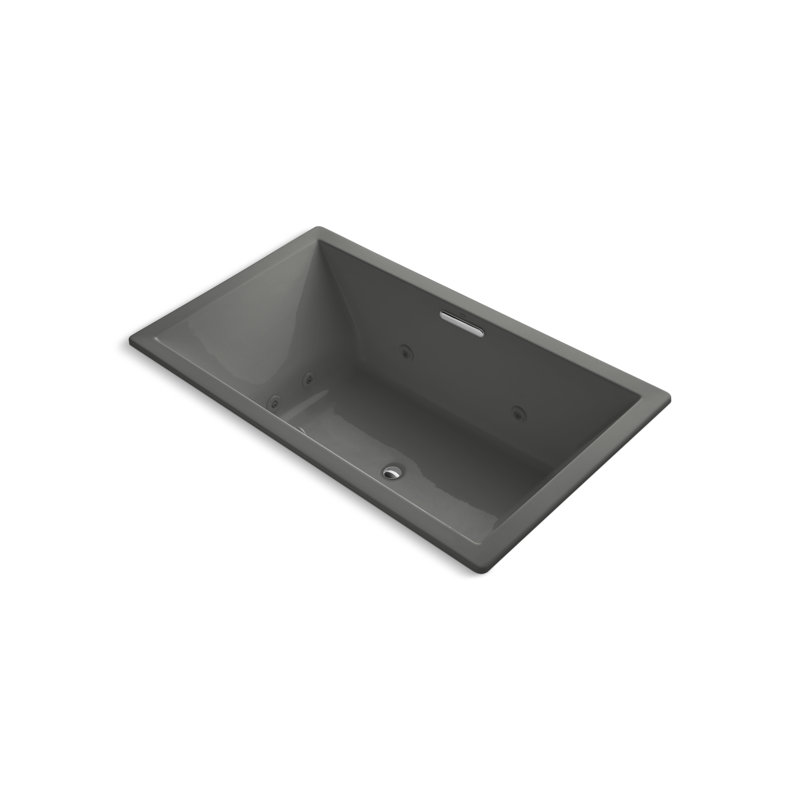 Underscore 72" x 42" Drop-in Whirlpool  Bathtub with Bubble Massage Technology, Thunder Grey