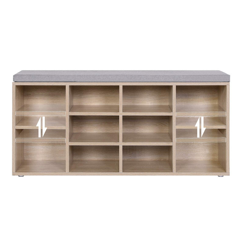 10 Pair Shoe Storage Bench, Oak