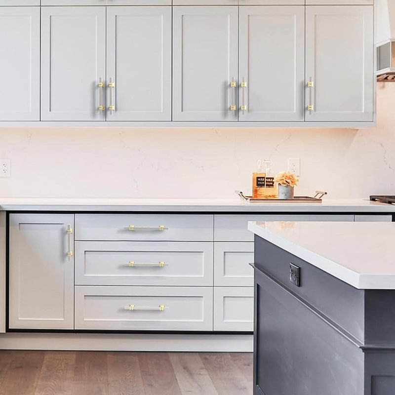 Paquet de 10 poignées d'armoire en nickel brossé satiné et doré de 3 pouces (76 mm) pour armoires de cuisine et de salle de bain