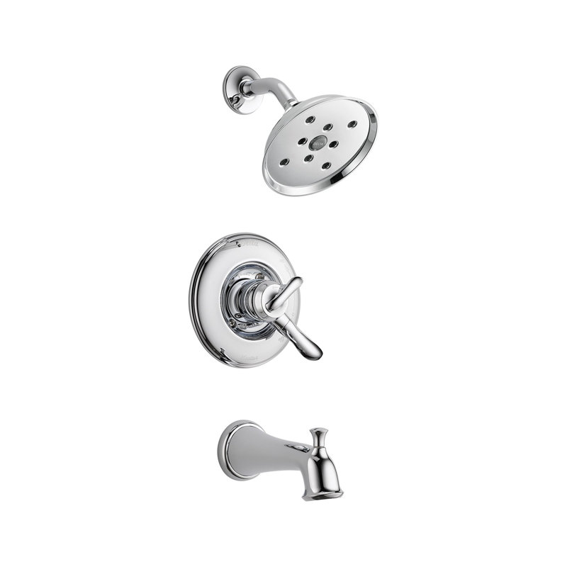 Garniture de robinet de baignoire et douche avec poignées levier et moniteur Linden, Chrome