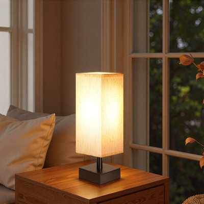 Stand Lamp With Square Fabric Shade