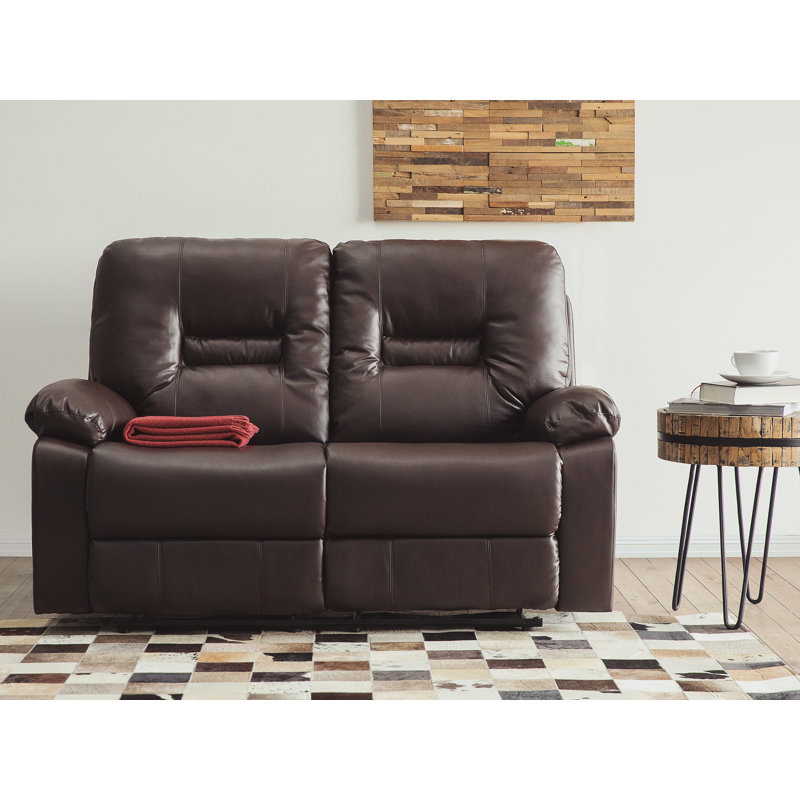 Bergen Faux Leather Reclining Loveseat, Brown