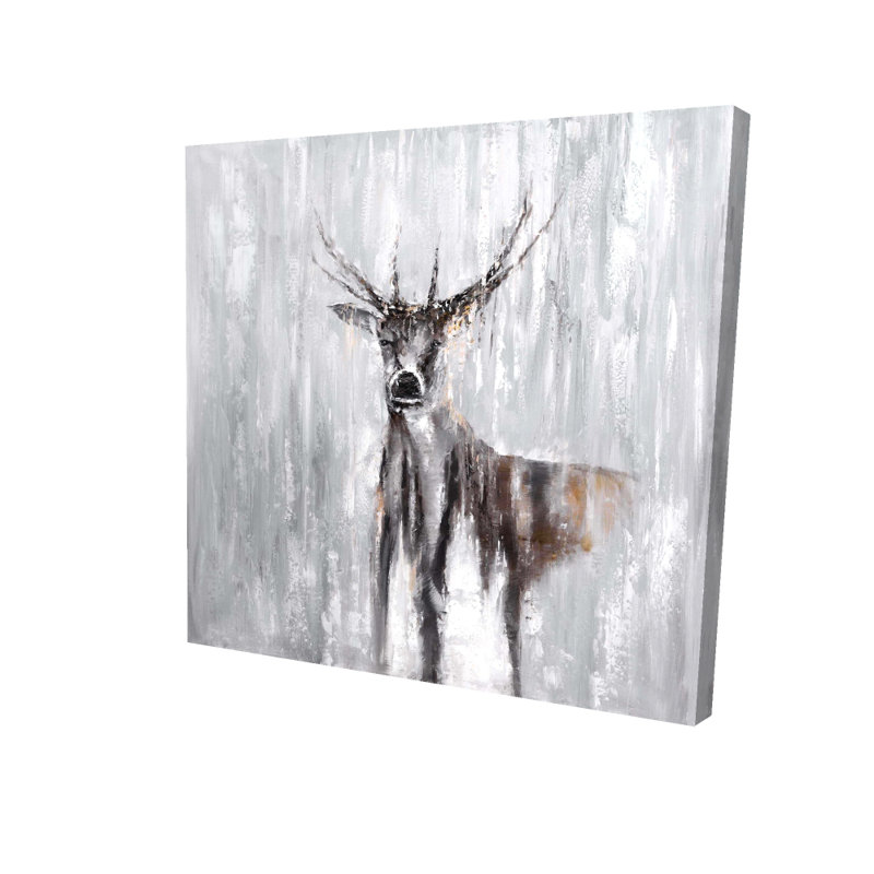 Abstract Deer in the Forest - Gray Canvas Home Decor