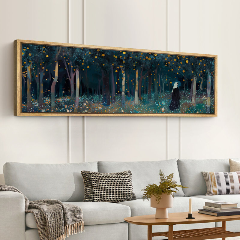 «Moody Night Forest», art mural chambre à coucher bleu marine, impression numérique sur toile giclée sur toile, Naturel
