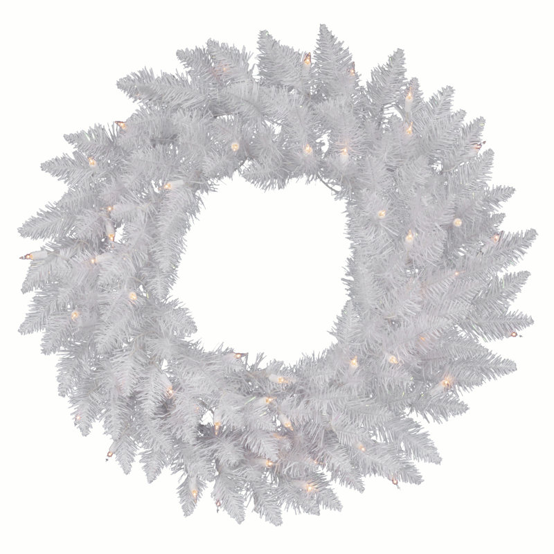 Couronne artificielle épinette blanche Sparkle, Lumières transparentes/blanches, H 60 po x l 60 po x P 5 po