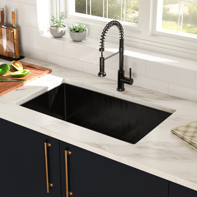 Gunmetal Black Undermount 30"X18"X10" Sink - 16 Gauge Stainless Steel, With Condensation Resistance And Drain Assembly Steel Kitchen Basin Smooth Water Flow