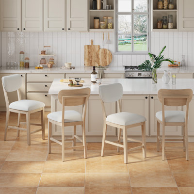 Upholstered Solid Wood Bar Stool