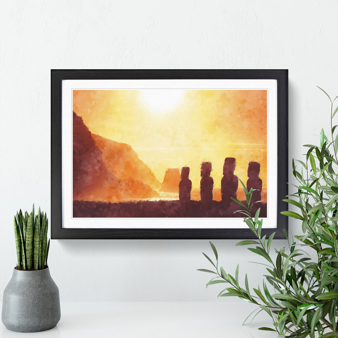 Moai in Easter Island Polynesia - Picture Frame Graphic Art