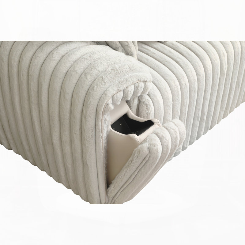 Canapé en velours côtelé Power Motion avec couchette et port USB