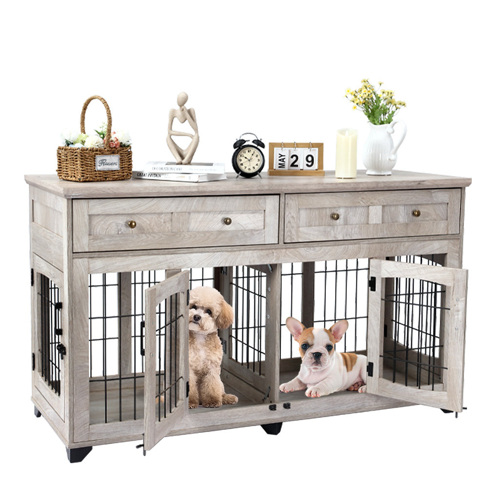 Tucker Murphy Pet™ 58" Dog Crate Furniture With 5 Doors,wooden Dog