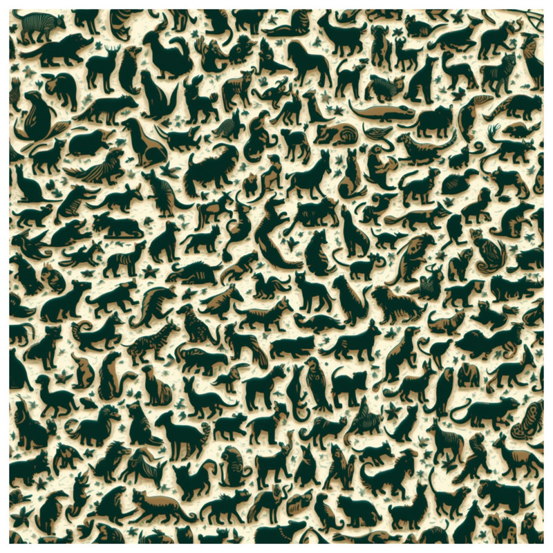 Tapis de bain Animal Silhouettes Collage, L 34 po x L 21 po