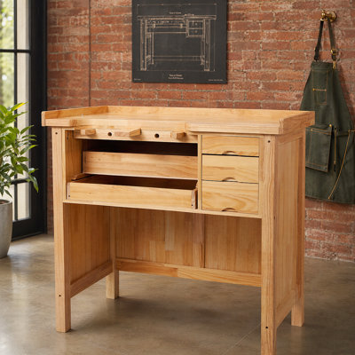 Durable Jewelry Crafting Desk With Pull-Out Mandrel Tray And Replaceable Bench Pin Slot