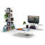 Meuble télé de 56 pouces de style Mid-Century avec 4 tablettes de rangement ouvertes, blanc / blanc