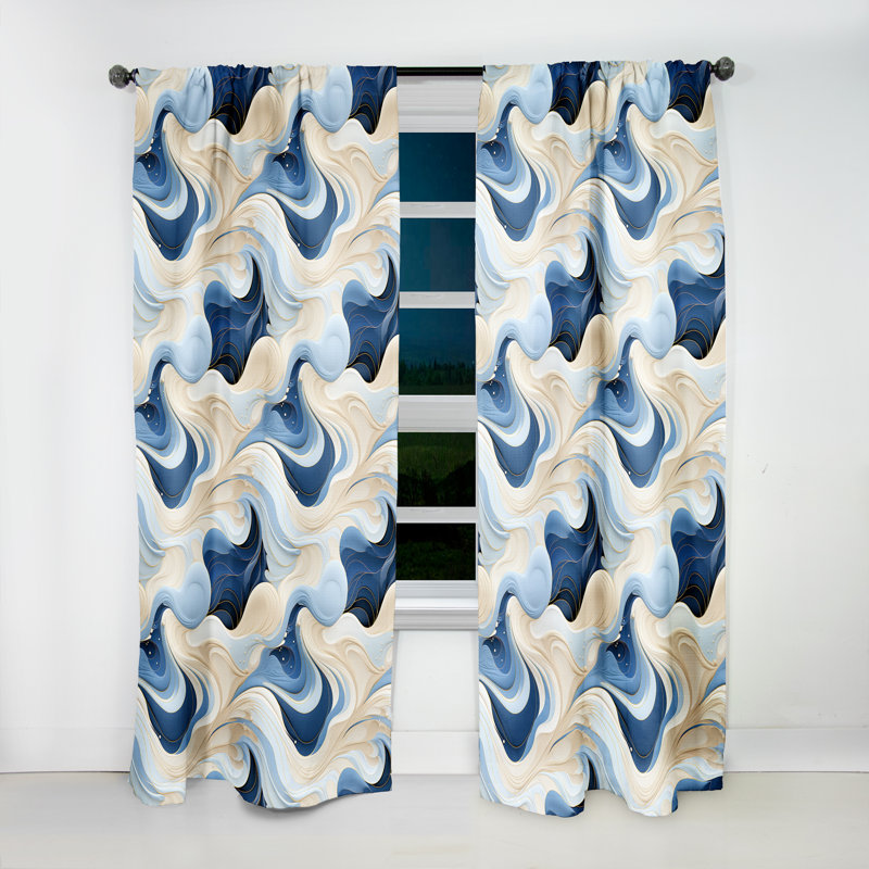 Motif bohème côtier minimaliste - rideau abstrait occultant moderne - 1 panneau, L 52 po x L 108 po