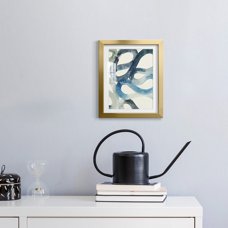 Water & Sand I -Framed Print, 25.5" H x 17.5" W, Gold