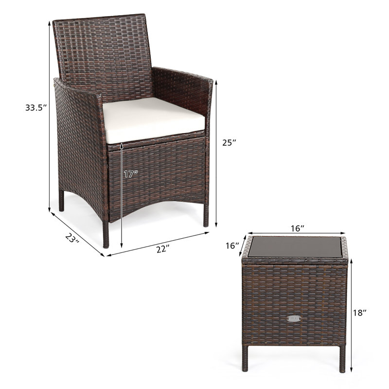 2 - Person Patio Conversation Set with Cushions, White