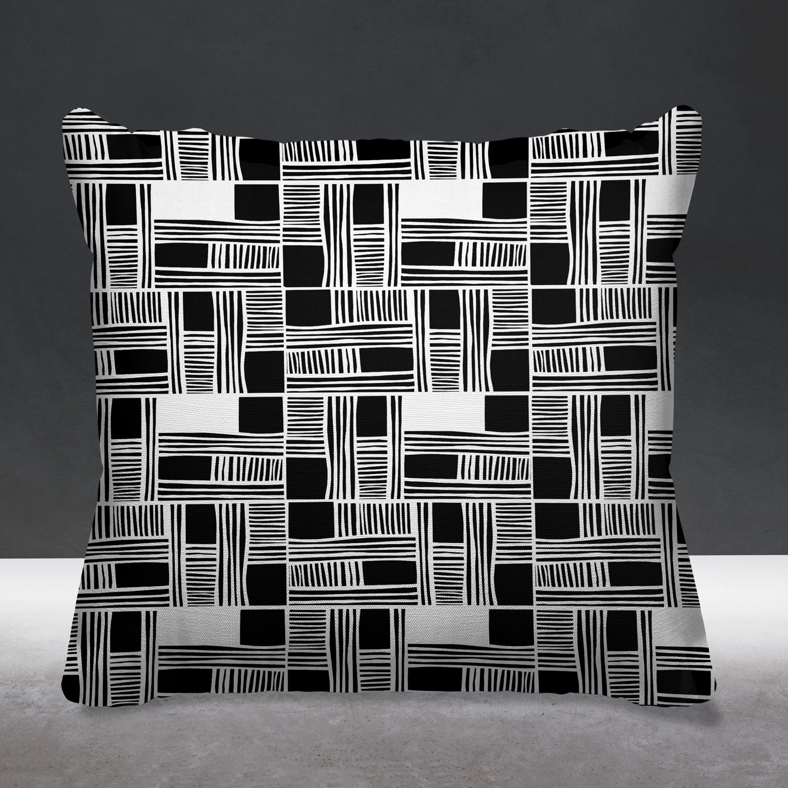 Kapri Indoor/Outdoor Throw Pillow, 17" x 17", Black, Square