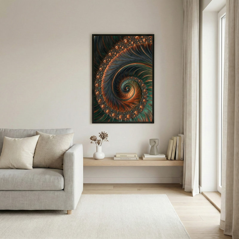 Ensemble de 1 tableau mural abstrait en spirale fractale, H 24 po x l 16 po