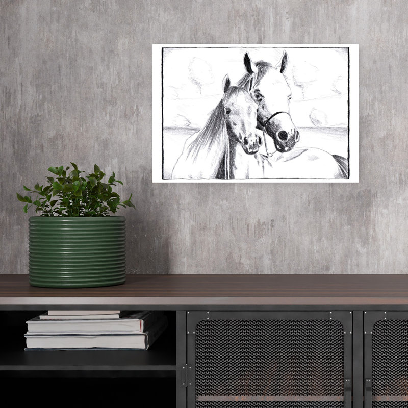 Gentle Horse Bond, impression d'art mural cheval contemporain, H 12 po x l 18 po