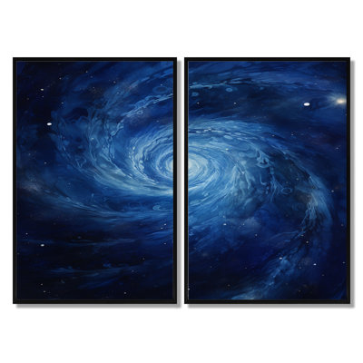 Blue Swirl Wave Spiral - Abstract Spirals Wall Art, Blue Abstract Set Of 2