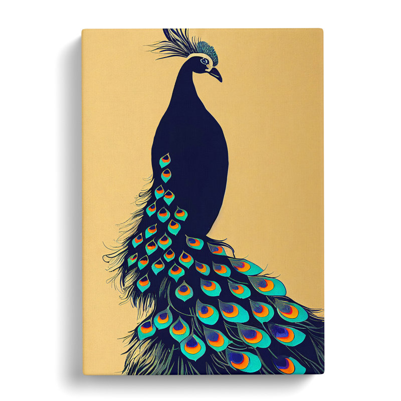 Art Nouveau Peacock - Wrapped Canvas Print, 50cm H x 35cm W x 3cm D