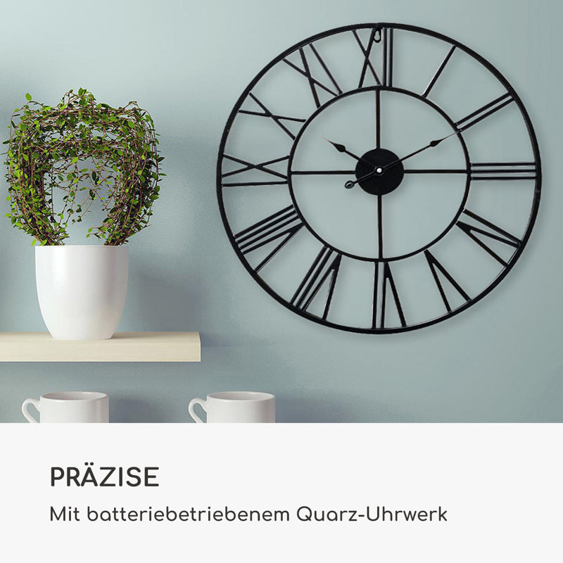 Queensway Wall Clock, 70cm H x 70cm W x 3cm D, Black