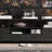 Modern Black Entertainment Center With 6 Drawers, Metal Mesh Doors, And Carbon Steel Frame