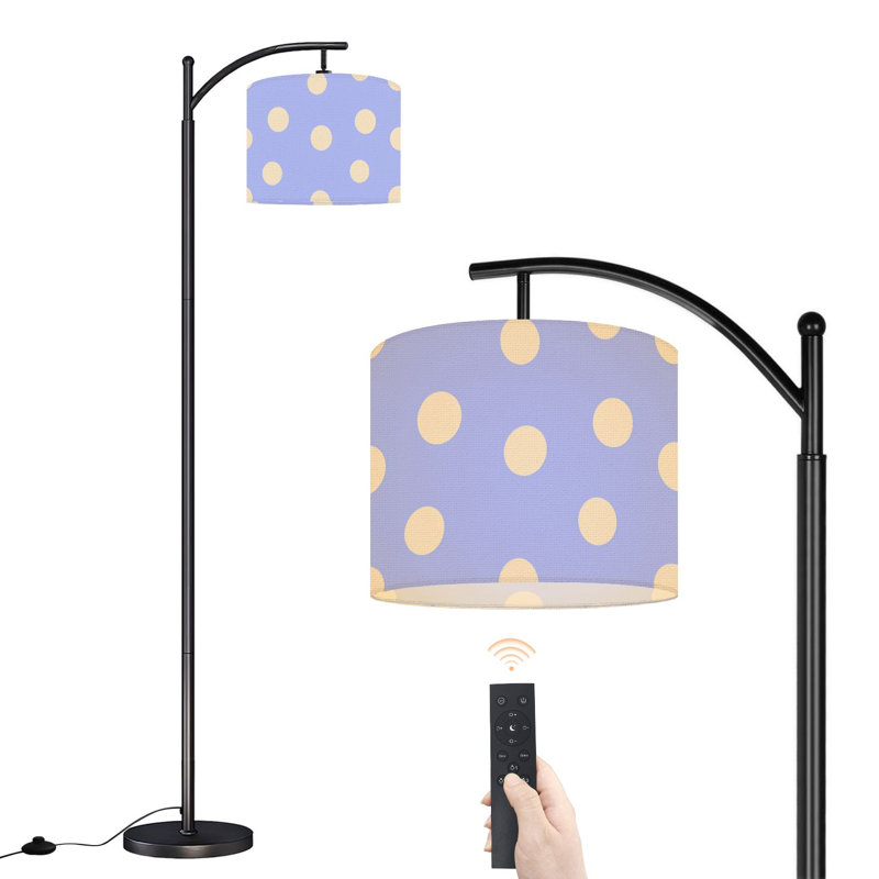 Arc Floor Lamp Light Purple Polka Dot Soft Beige Floor Lamps with Remote LED Lights Adjustable Lamp Shades Tall Standing Lamps for Reading Office Living Room