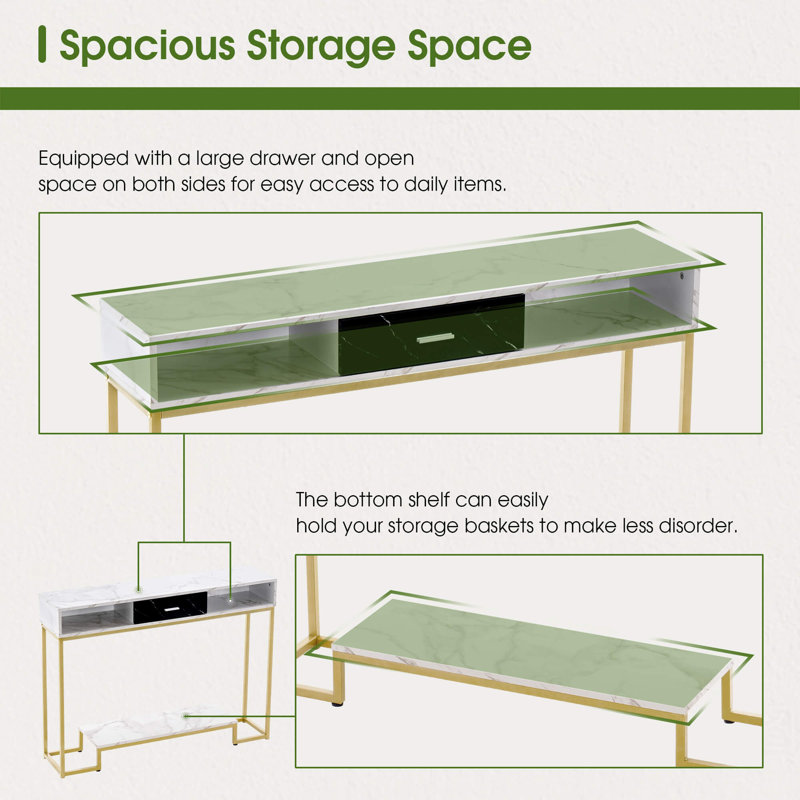 Maivor 47'' Console Table with Drawers and Shoe Storage