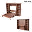 Lit escamotable double avec bureau et bibliothèque, brun foncé-852305944