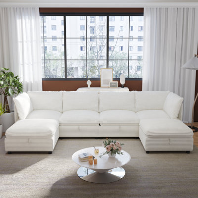 Ensemble canapé-lit d'angle modulaire Nestora avec rangement dissimulé et siège flexible