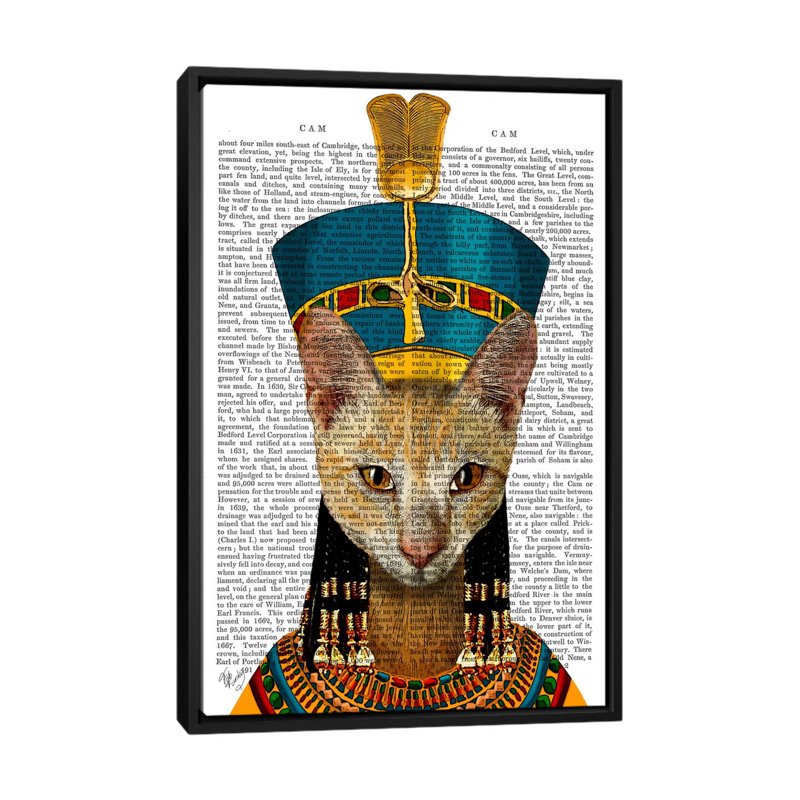 « égyptienne grand chat », impression sur toile tendue, H 26 po x l 18 po x P 1,5 po, Toile avec cadre noir, Pas de tapis