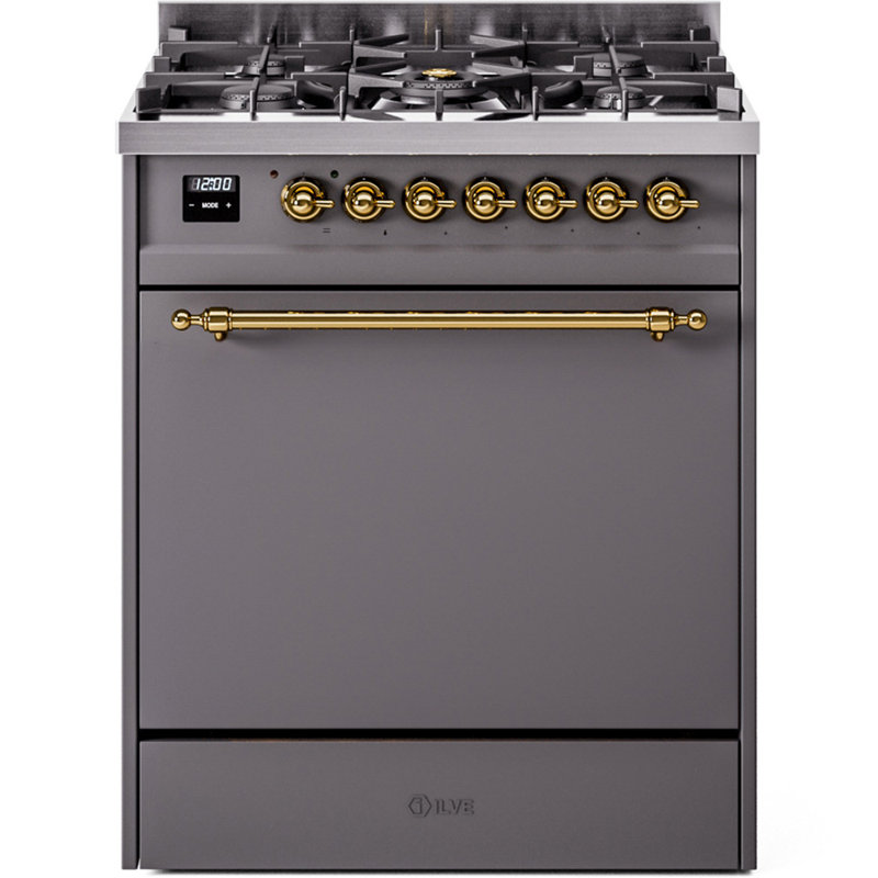 Cuisinière à double carburant 30 po ILVE Nostalgie II, Propane liquide, Graphite mat / laiton