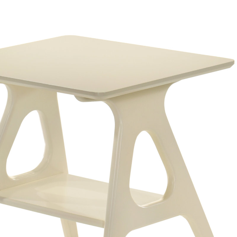 Maurreen Wood Shelf End Table, Off White