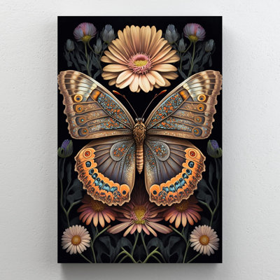 «Gerbera Daisies and Butterfly», impression sur toile tendue