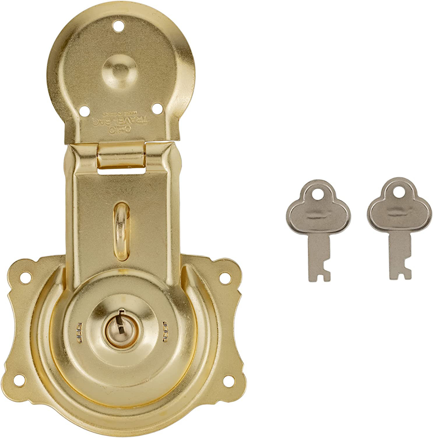 Polished Brass Trunk Lock with Keys - chest steamer antique vintage box -  Furniture Restoration Hardware and Supplies