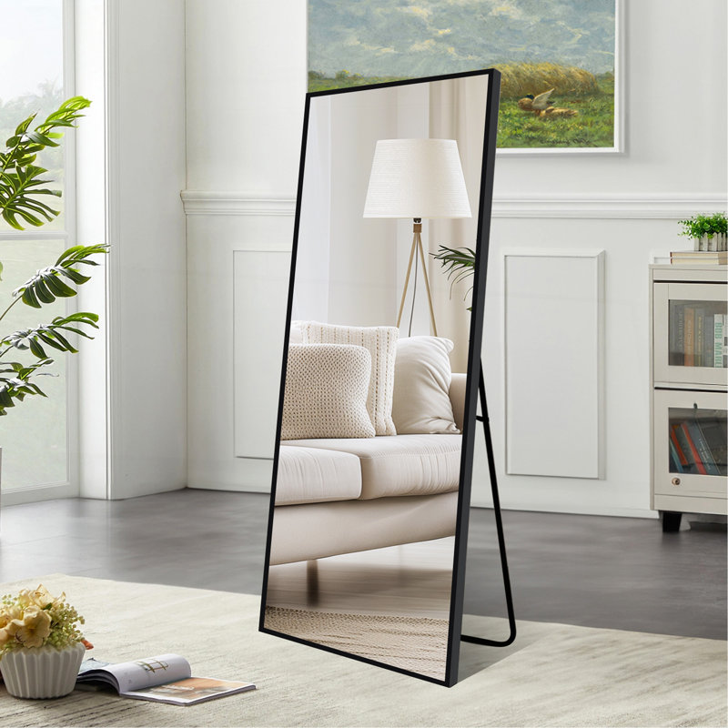Miroir de plancher moderne avec cadre en aluminium ultra-mince et imagerie HD
