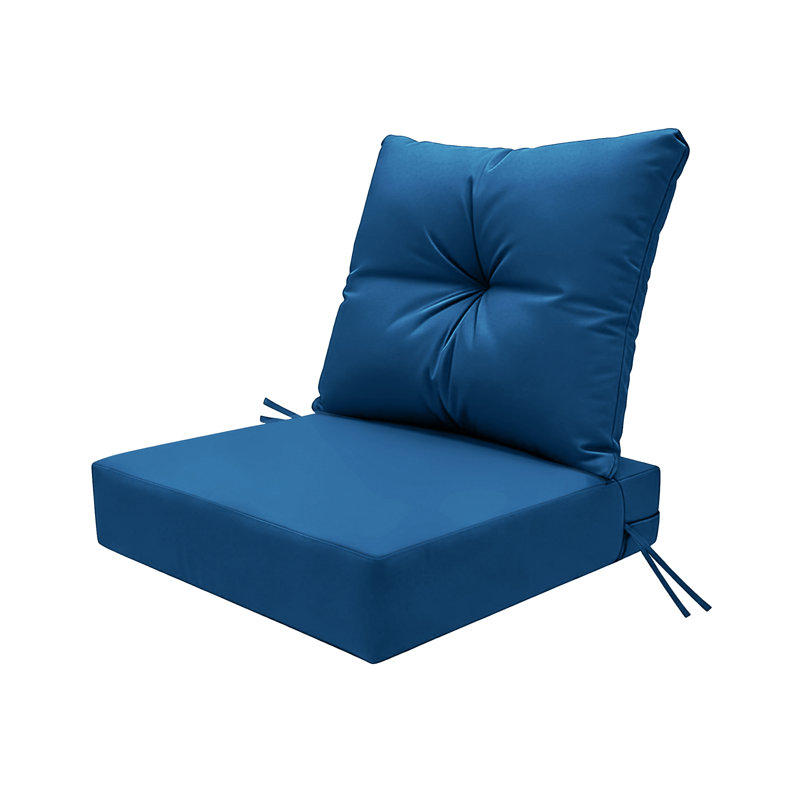 Outdoor Seat Cushion Set  24"W X 24"D X 4"T Waterproof & Fade Resistant Patio Furniture Cushions With Removable Zipper Cover, High-Resilience Foam For Chair Sofa Couch,Classic Blue