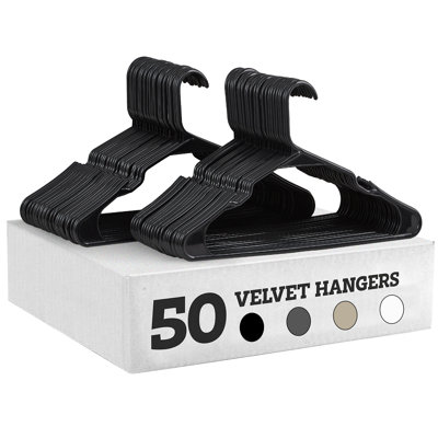 50 PACK Black Plastic Non-Slip Standard Hanger